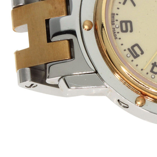 HERMES Watches Quartz CL4.220 Stainless Steel , SSxGP gold Clipper Ivory dial Women Used Authentic