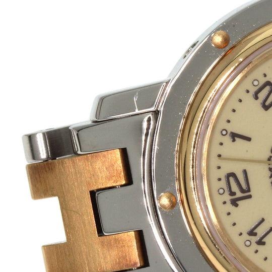 HERMES Watches Quartz CL4.220 Stainless Steel , SSxGP gold Clipper Ivory dial Women Used Authentic