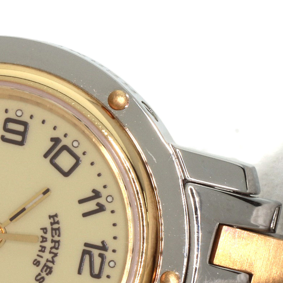 HERMES Watches Quartz CL4.220 Stainless Steel , SSxGP gold Clipper Ivory dial Women Used Authentic