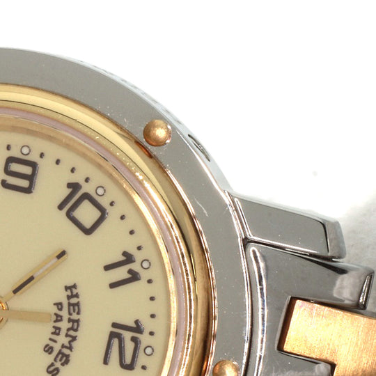 HERMES Watches Quartz CL4.220 Stainless Steel , SSxGP gold Clipper Ivory dial Women Used Authentic