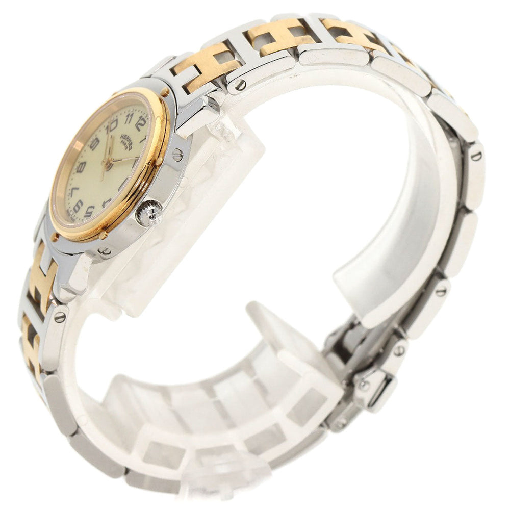 HERMES Watches Quartz CL4.220 Stainless Steel , SSxGP gold Clipper Ivory dial Women Used Authentic