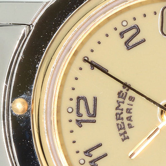 HERMES Watches Quartz CL4.220 Stainless Steel , SSxGP gold Clipper Ivory dial Women Used Authentic