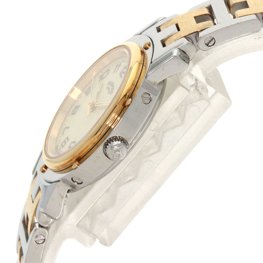HERMES Watches Quartz CL4.220 Stainless Steel , SSxGP gold Clipper Ivory dial Women Used Authentic