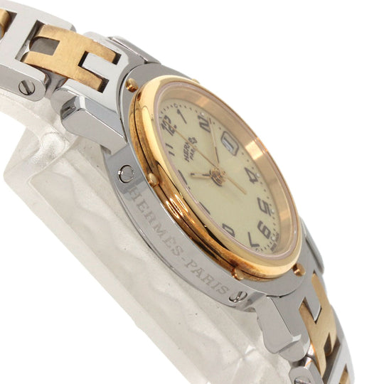 HERMES Watches Quartz CL4.220 Stainless Steel , SSxGP gold Clipper Ivory dial Women Used Authentic