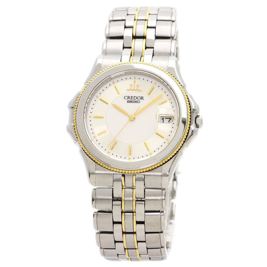 SEIKO Watches Quartz GCAX988 8J82-6A30 Stainless Steel , SSxK18YG Silver CREDOR round face Silver dial mens Used Authentic