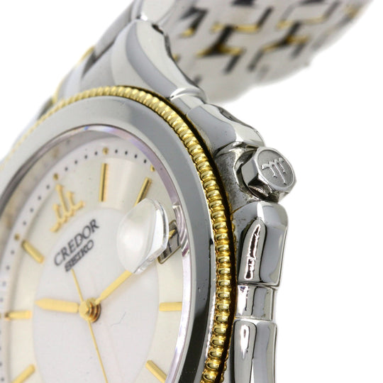 SEIKO Watches Quartz GCAX988 8J82-6A30 Stainless Steel , SSxK18YG Silver CREDOR round face Silver dial mens Used Authentic
