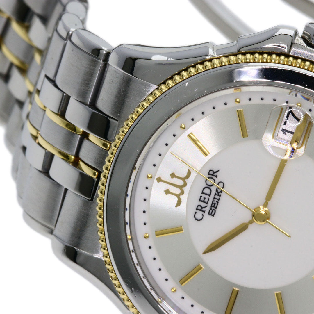 SEIKO Watches Quartz GCAX988 8J82-6A30 Stainless Steel , SSxK18YG Silver CREDOR round face Silver dial mens Used Authentic