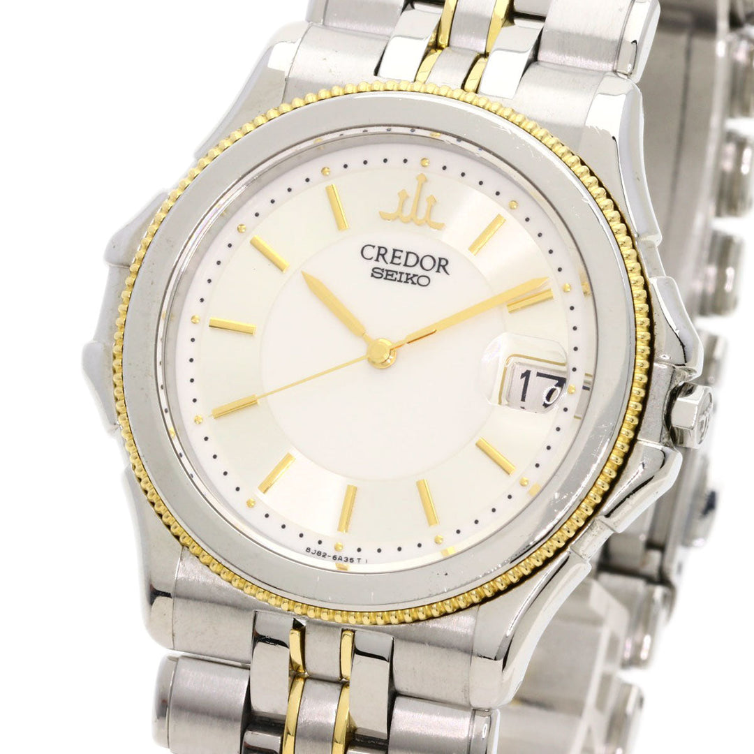 SEIKO Watches Quartz GCAX988 8J82-6A30 Stainless Steel , SSxK18YG Silver CREDOR round face Silver dial mens Used Authentic