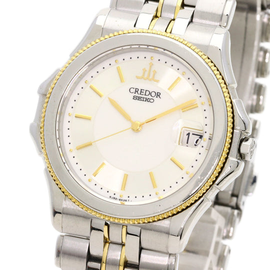 SEIKO Watches Quartz GCAX988 8J82-6A30 Stainless Steel , SSxK18YG Silver CREDOR round face Silver dial mens Used Authentic