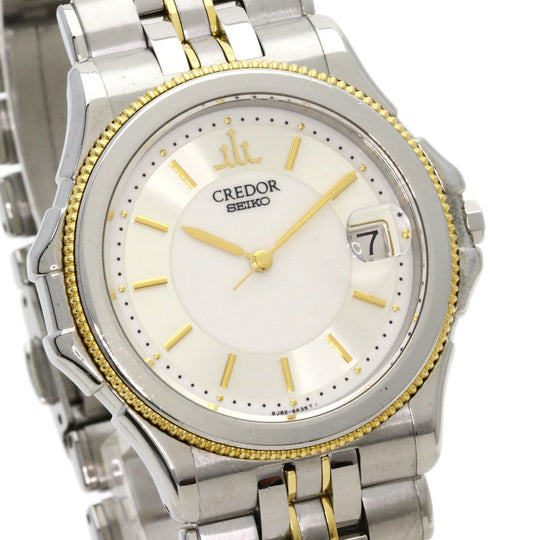 SEIKO Watches Quartz GCAX988 8J82-6A30 Stainless Steel , SSxK18YG Silver CREDOR round face Silver dial mens Used Authentic