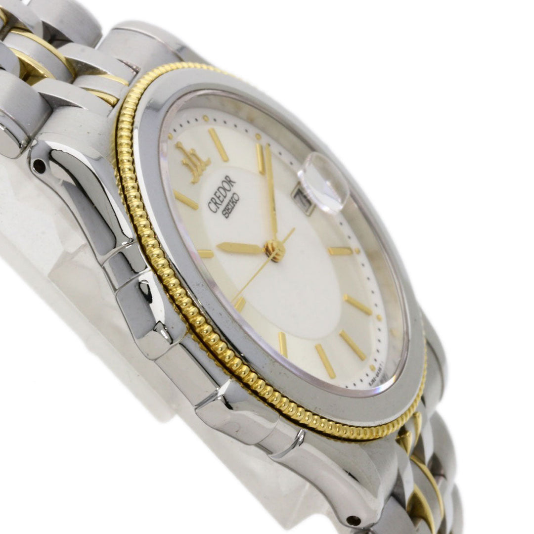 SEIKO Watches Quartz GCAX988 8J82-6A30 Stainless Steel , SSxK18YG Silver CREDOR round face Silver dial mens Used Authentic