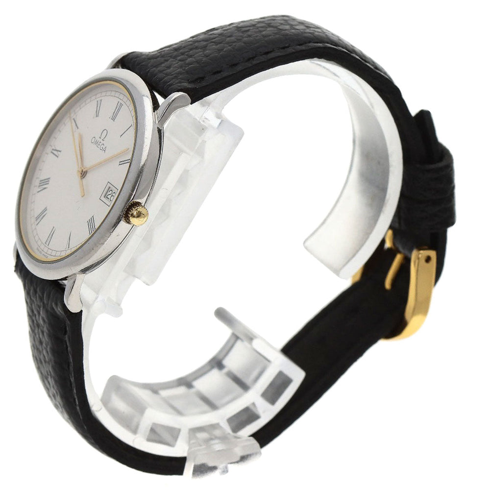 OMEGA Watches Quartz Stainless Steel, Leather Silver De Ville white dial mens Used Authentic