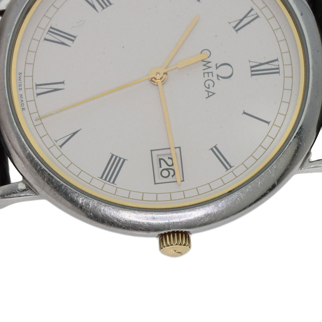 OMEGA Watches Quartz Stainless Steel, Leather Silver De Ville white dial mens Used Authentic