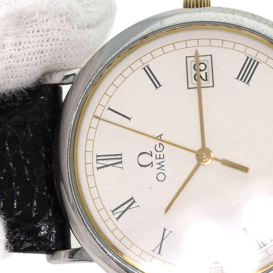 OMEGA Watches Quartz Stainless Steel, Leather Silver De Ville white dial mens Used Authentic