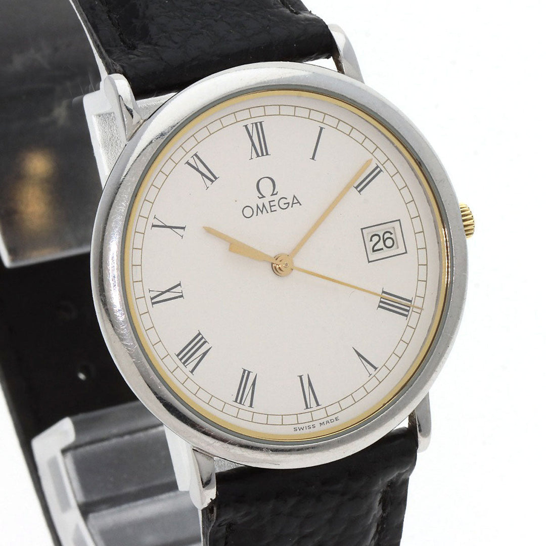 OMEGA Watches Quartz Stainless Steel, Leather Silver De Ville white dial mens Used Authentic