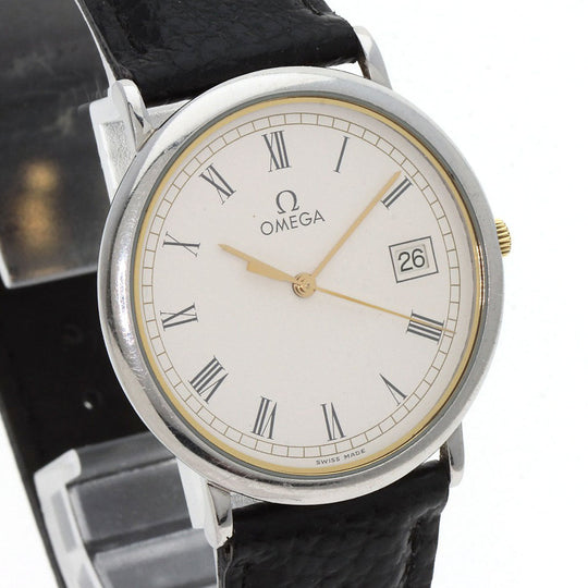 OMEGA Watches Quartz Stainless Steel, Leather Silver De Ville white dial mens Used Authentic