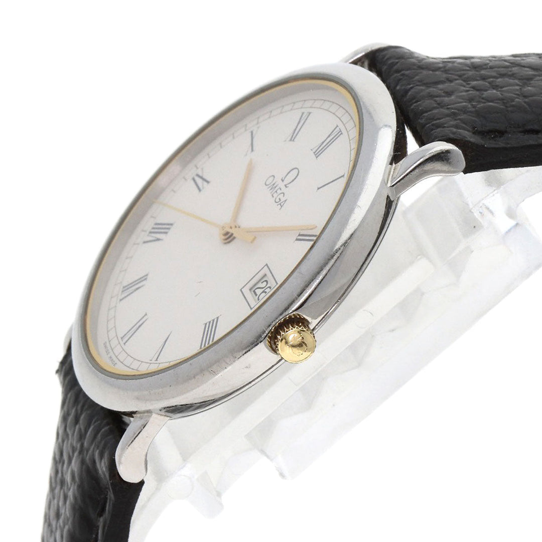 OMEGA Watches Quartz Stainless Steel, Leather Silver De Ville white dial mens Used Authentic