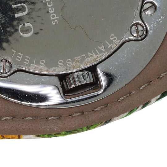 GUCCI Watches Quartz YA104 Stainless Steel, Satin x Leather Silver Bandeau Flora Silver dial Women Used Authentic