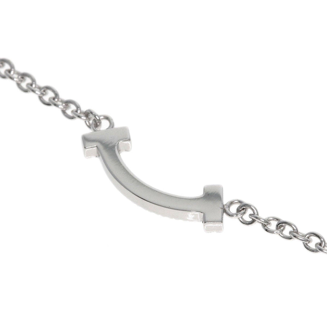 TIFFANY&Co. bracelet K18WG Silver T Smile Mini Diamond Women Used Authentic