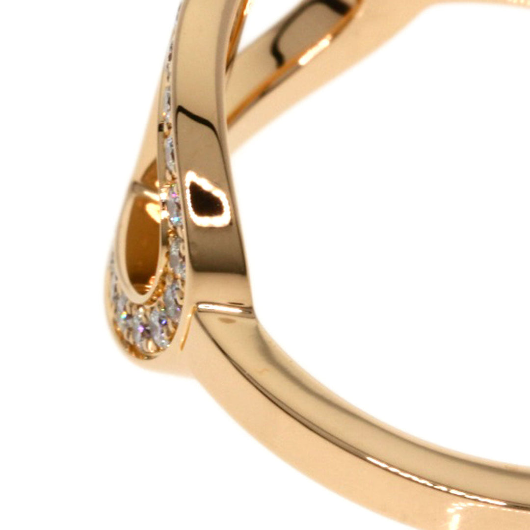 HERMES Ring 18K Pink Gold gold Chaine d'Ancre Contour MM Diamond #52 Women Used Authentic