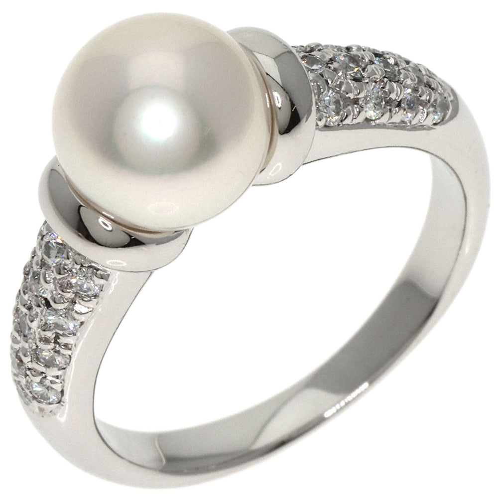 MIKIMOTO Ring PT950 Silver Pearl pearl diamond Women Used Authentic
