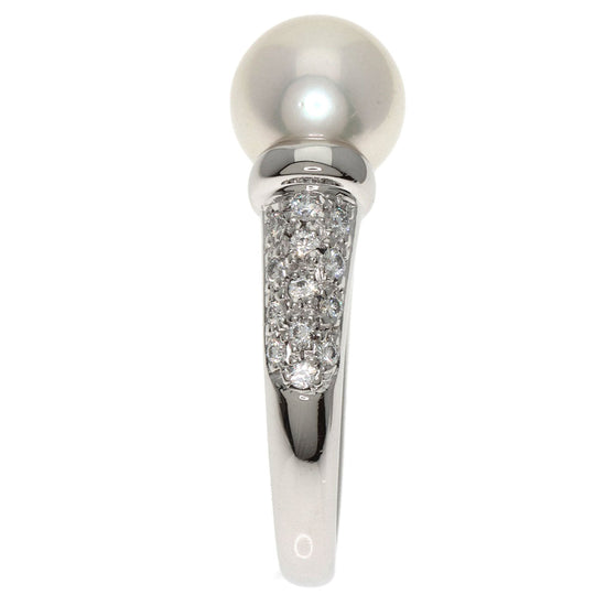 MIKIMOTO Ring PT950 Silver Pearl pearl diamond Women Used Authentic