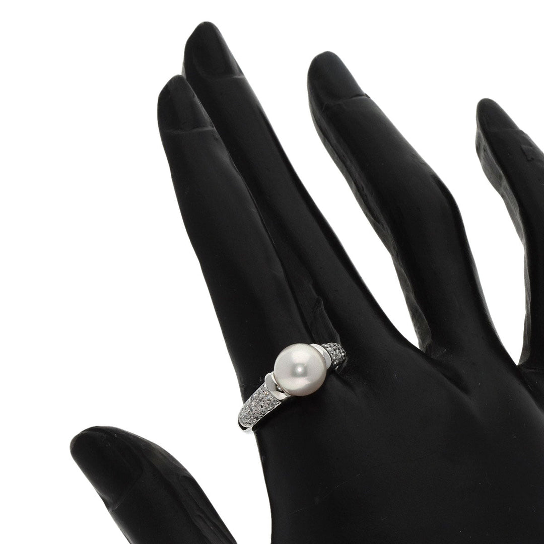 MIKIMOTO Ring PT950 Silver Pearl pearl diamond Women Used Authentic