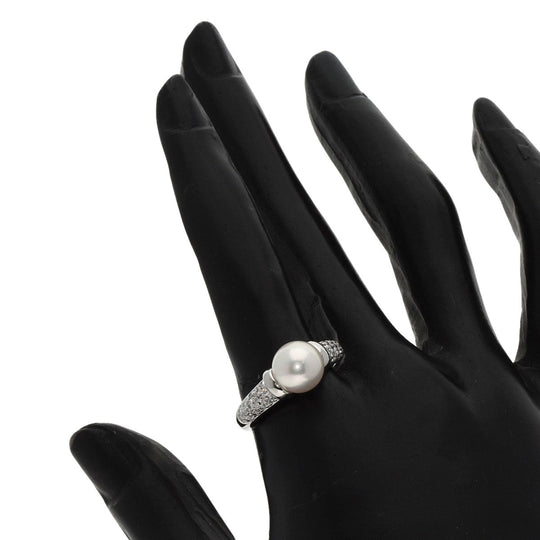 MIKIMOTO Ring PT950 Silver Pearl pearl diamond Women Used Authentic
