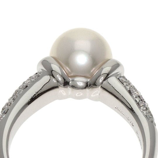 MIKIMOTO Ring PT950 Silver Pearl pearl diamond Women Used Authentic