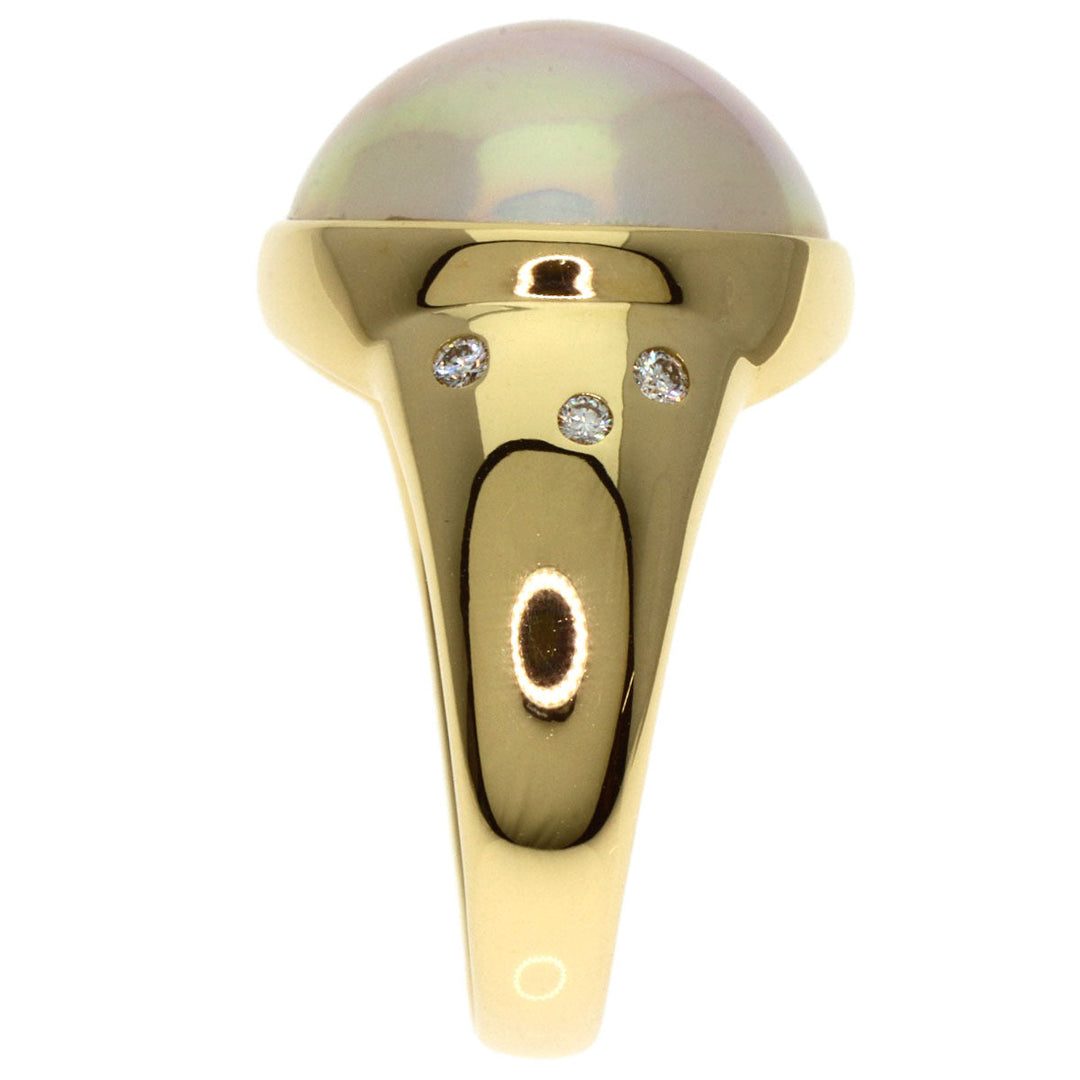 TASAKI Ring 18K Yellow Gold gold Mabe Pearl Diamond Women Used Authentic