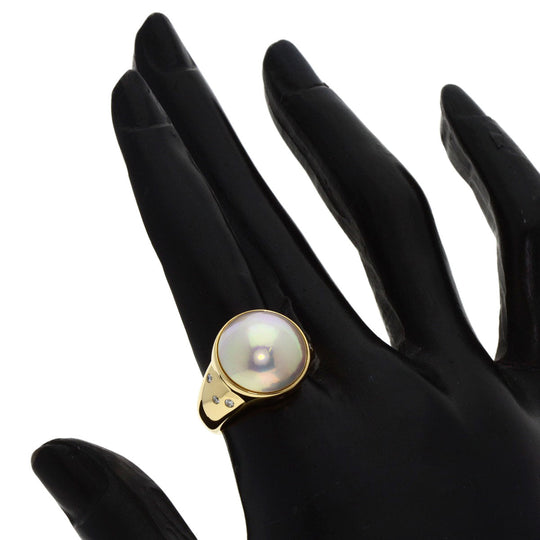 TASAKI Ring 18K Yellow Gold gold Mabe Pearl Diamond Women Used Authentic