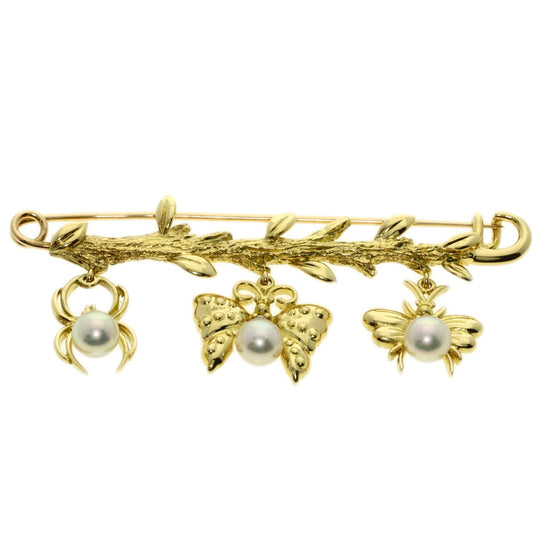 MIKIMOTO Brooch 18K Yellow Gold gold Pearl Diamond