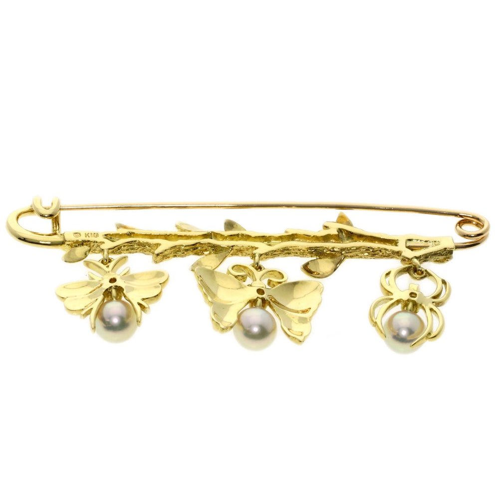 MIKIMOTO Brooch 18K Yellow Gold gold Pearl Diamond