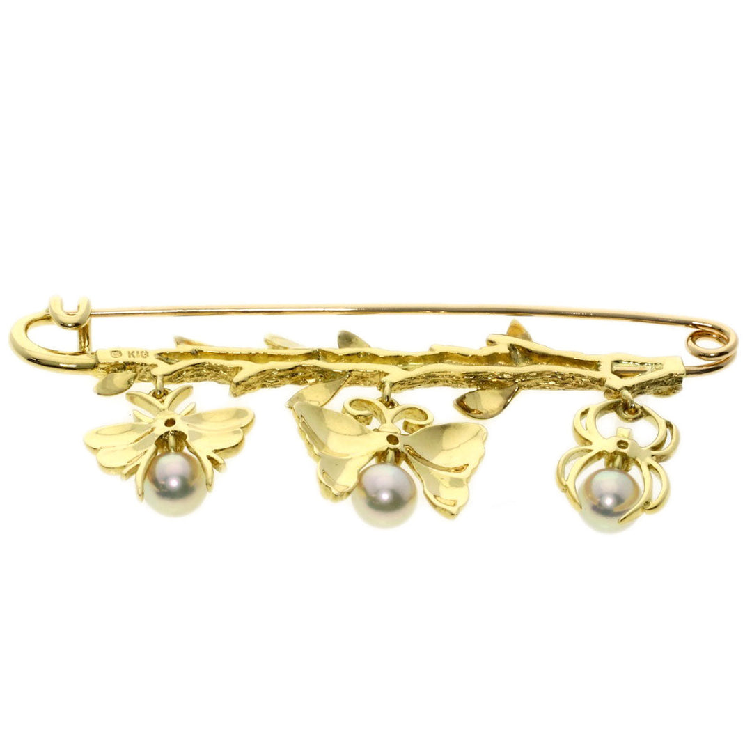 MIKIMOTO Brooch 18K Yellow Gold gold Pearl Diamond
