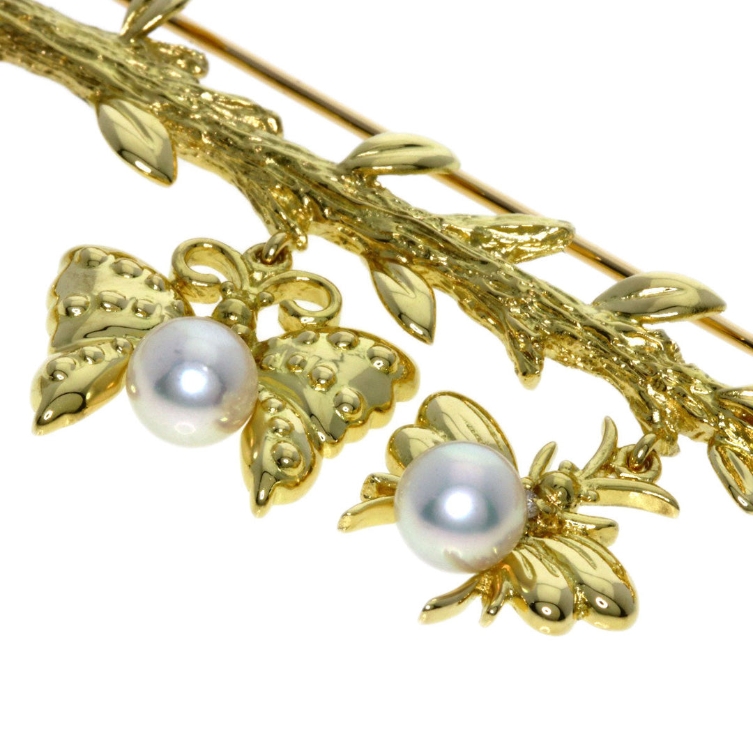 MIKIMOTO Brooch 18K Yellow Gold gold Pearl Diamond