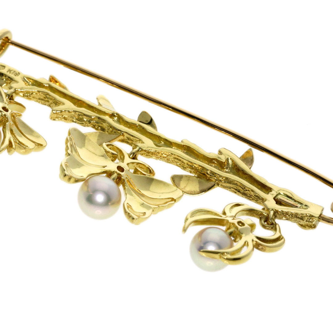MIKIMOTO Brooch 18K Yellow Gold gold Pearl Diamond