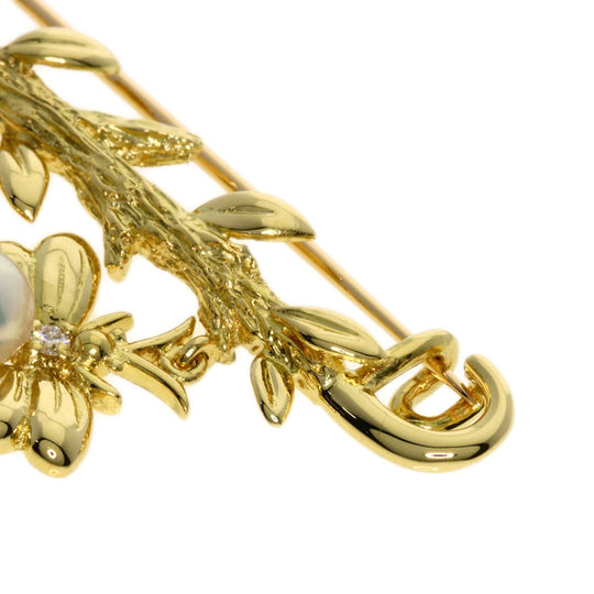 MIKIMOTO Brooch 18K Yellow Gold gold Pearl Diamond