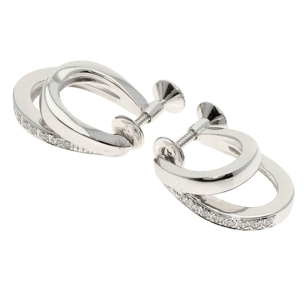 MIKIMOTO Earring K18WG Silver Double Hoop Diamond