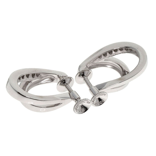 MIKIMOTO Earring K18WG Silver Double Hoop Diamond