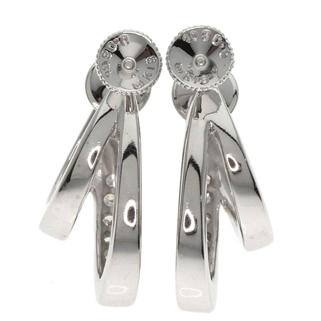 MIKIMOTO Earring K18WG Silver Double Hoop Diamond