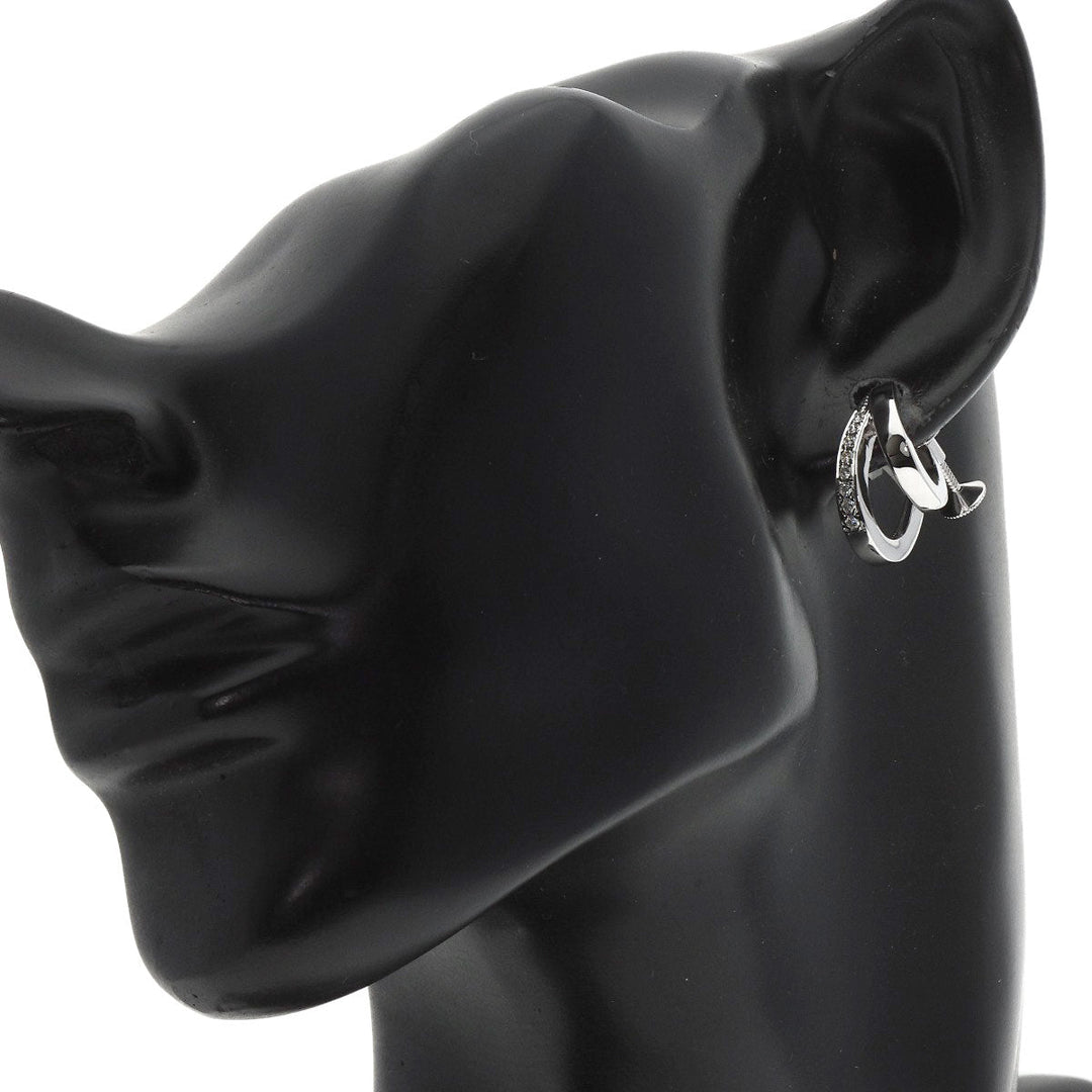 MIKIMOTO Earring K18WG Silver Double Hoop Diamond