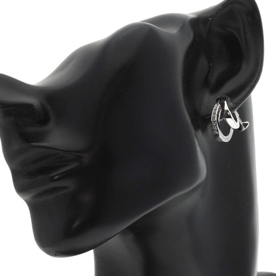 MIKIMOTO Earring K18WG Silver Double Hoop Diamond