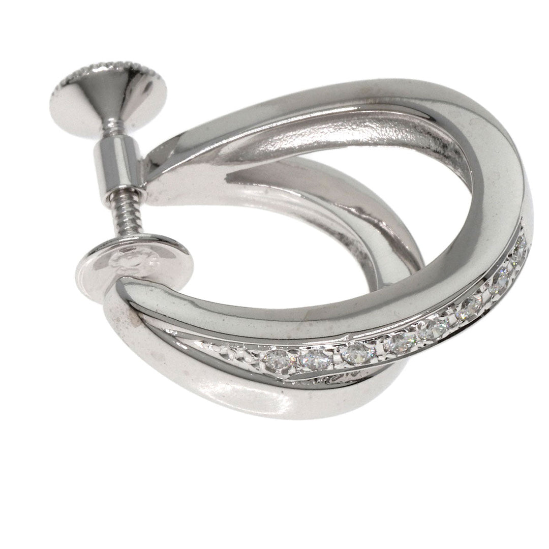 MIKIMOTO Earring K18WG Silver Double Hoop Diamond