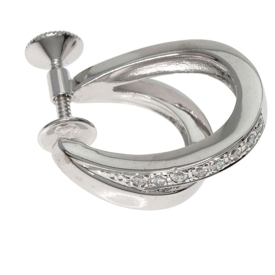 MIKIMOTO Earring K18WG Silver Double Hoop Diamond