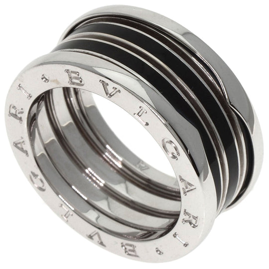 BVLGARI Ring K18WG Silver B-zero1 B-zero One 4-band Black Lacquer #57 Women Used Authentic