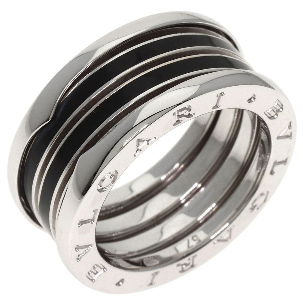 BVLGARI Ring K18WG Silver B-zero1 B-zero One 4-band Black Lacquer #57 Women Used Authentic