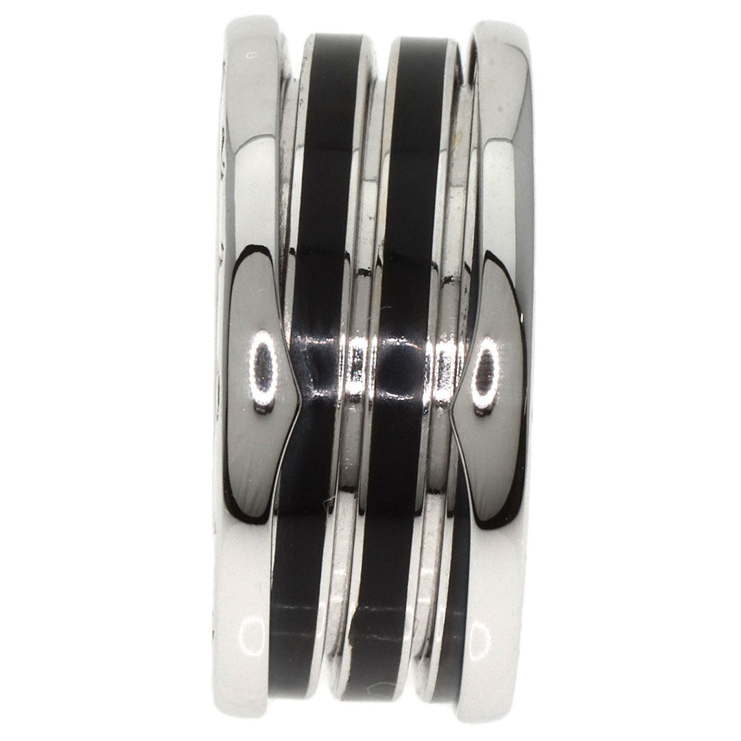 BVLGARI Ring K18WG Silver B-zero1 B-zero One 4-band Black Lacquer #57 Women Used Authentic