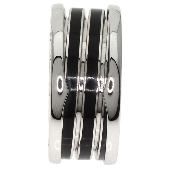 BVLGARI Ring K18WG Silver B-zero1 B-zero One 4-band Black Lacquer #57 Women Used Authentic