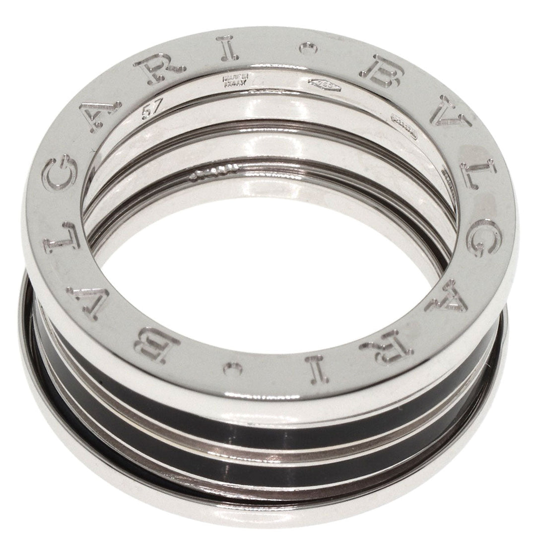 BVLGARI Ring K18WG Silver B-zero1 B-zero One 4-band Black Lacquer #57 Women Used Authentic