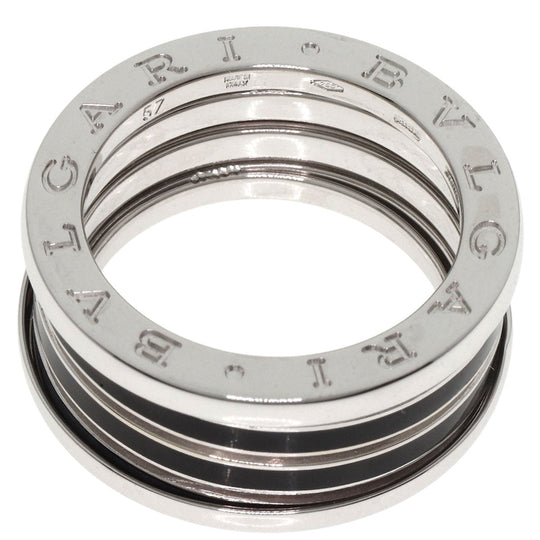 BVLGARI Ring K18WG Silver B-zero1 B-zero One 4-band Black Lacquer #57 Women Used Authentic